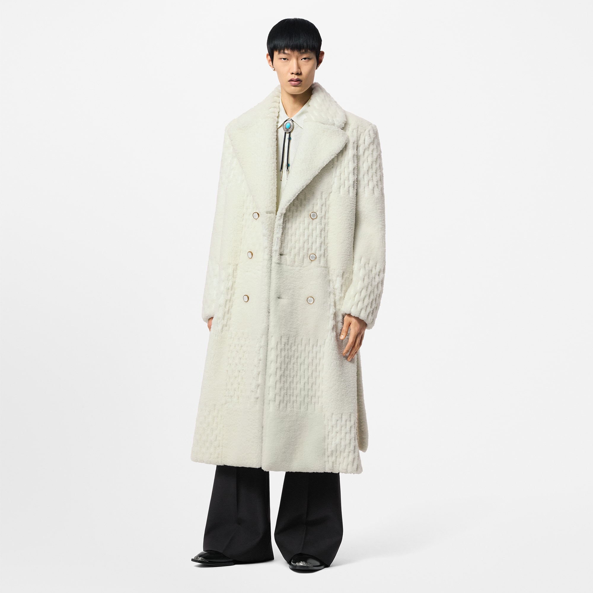 Made To Order Shearling Belted Coat - Luxury White | LOUIS VUITTON